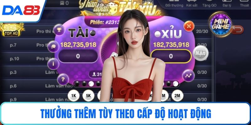 Thưởng thêm tùy theo cấp độ hoạt động